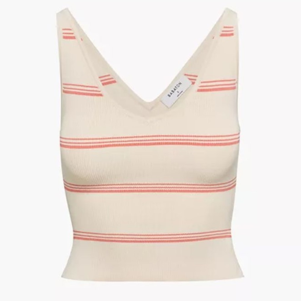 Aritzia Cream and Red Striped Tank Top